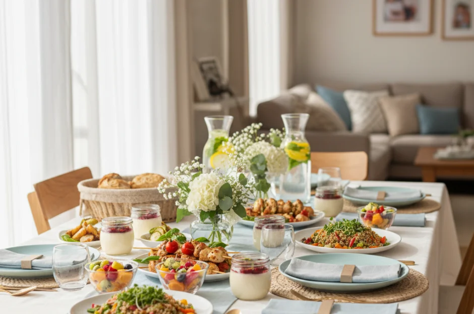 Almoço de Batizado em Casa: Cardápios leves e organização para o pós-cerimônia