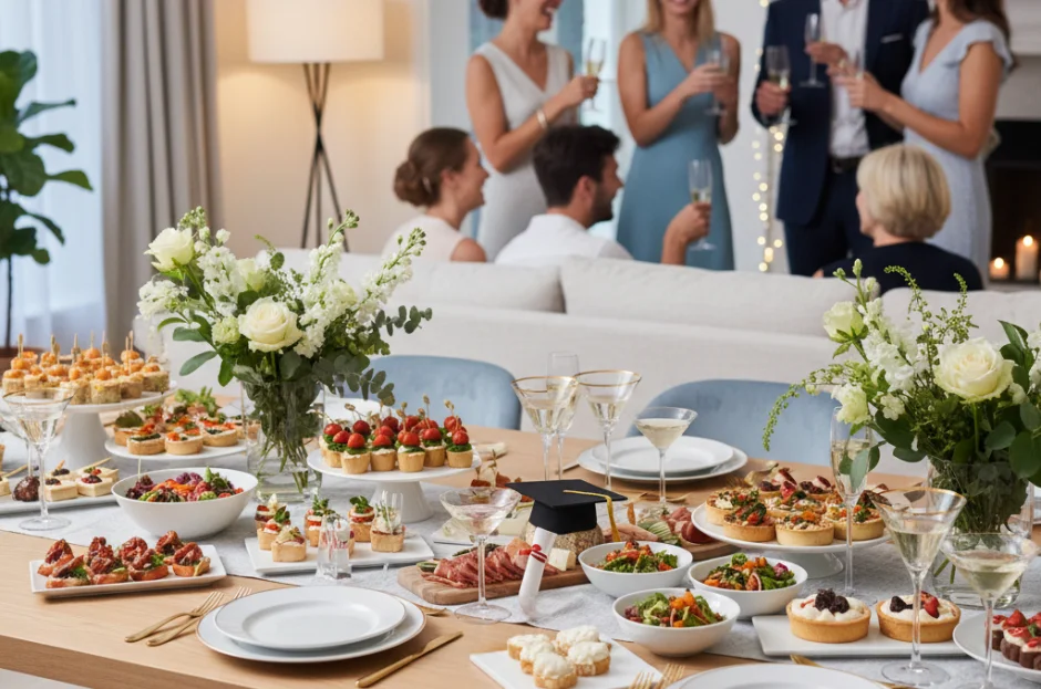 Buffet para Formaturas em Casa: Como celebrar a graduação com um coquetel sofisticado.