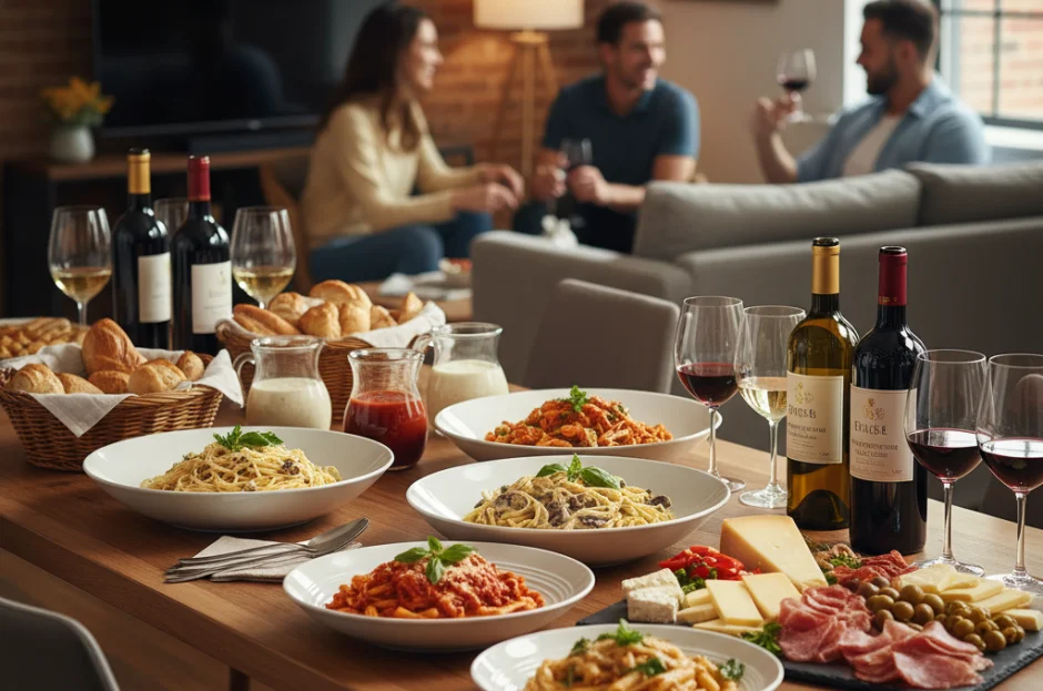 Buffet para Noite de Massas e Vinhos no Apartamento
