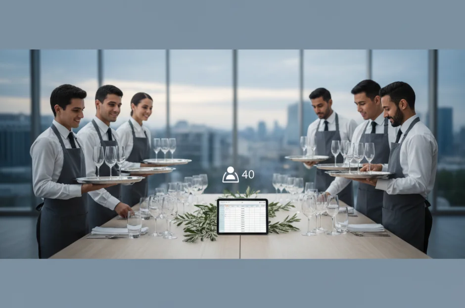 Quantos garçons contratar para um buffet volante de 40 pessoas?