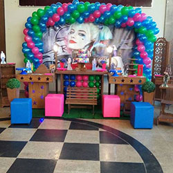 Decoração para festa infantil com tema Arlequina