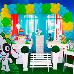 Decoração para festa infantil com tema Doki