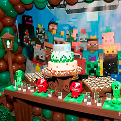 Decoração para festa infantil com tema Minecraft